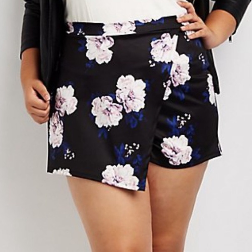 Asymmetrical floral skort